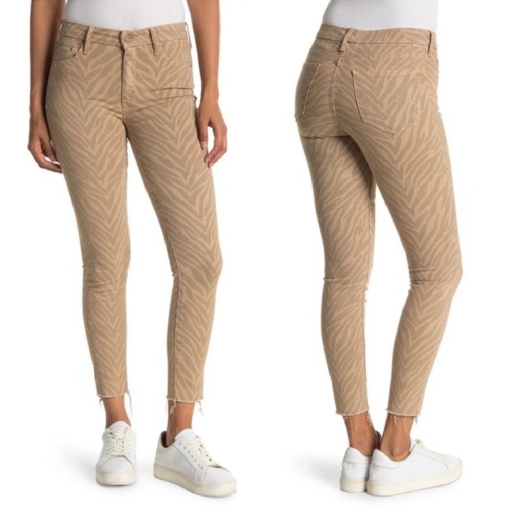 Mother Jeans Size 27 The Looker Ankle Fray in Sweet Stripes Khaki Dangerous Game - Picture 3 of 13